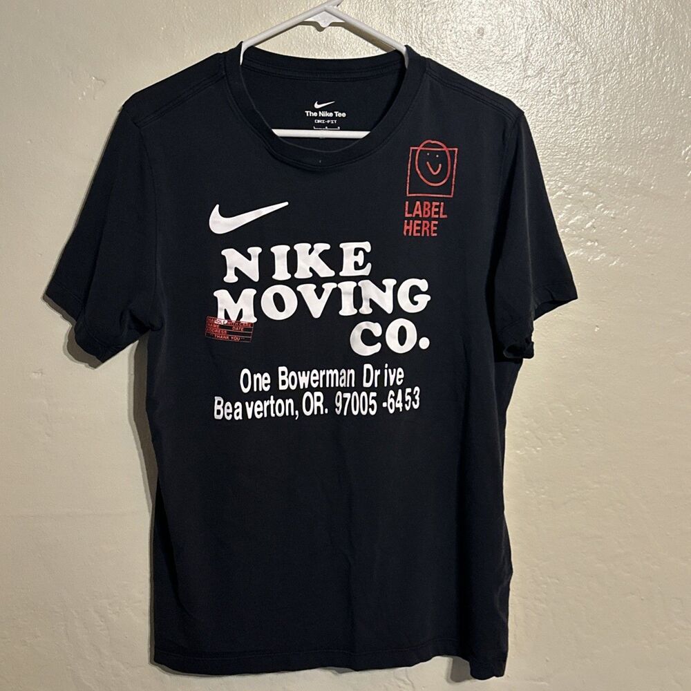 The Nike Tee Dri Fit Large Men’s Black T Shirt One Bowerman Drive Moving Co